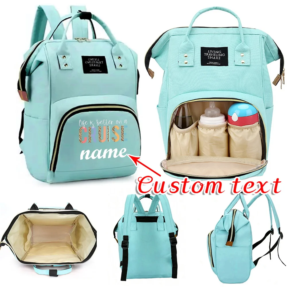 

Персонализированная сумка для мамы с индивидуальным именем, легкие сумки для подгузников, рюкзак для хранения на открытом воздухе, моющийся многофункциональный рюкзак для младенцев