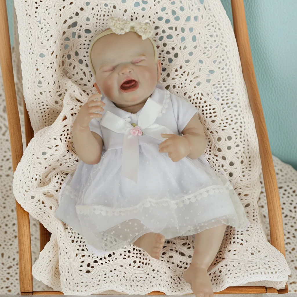 19 بوصة واقعية تولد من جديد دمية تبكي بصوت عال طفلة سيليكون الفينيل قابل للغسل الجسم رسمت باليد الشعر دمية لعبة لهدايا عيد الميلاد