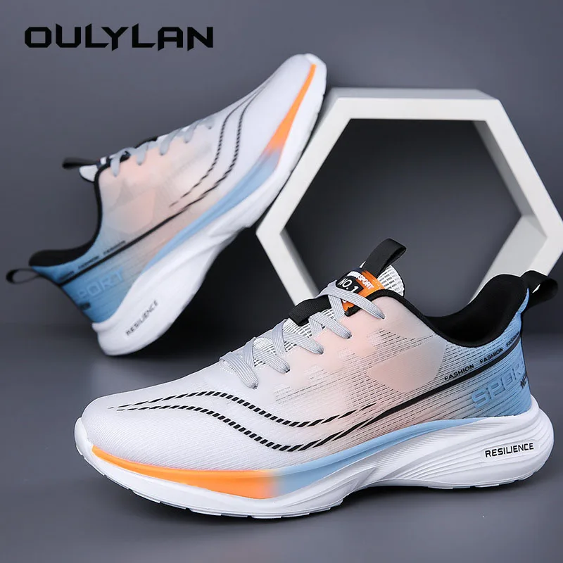 

2024 Summer New Lightweight Shock Absorption Running Shoes Outdoor Non-Slip Walking Shoes Trendy Lace-Up Man Sneakers