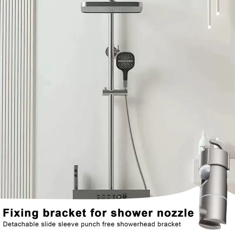 Hand Shower Holder Detachable Hand Shower Stand 360 Degree Rotating Sprayer Stand Adjustable Shower Sprayer Holder With 2 Hooks