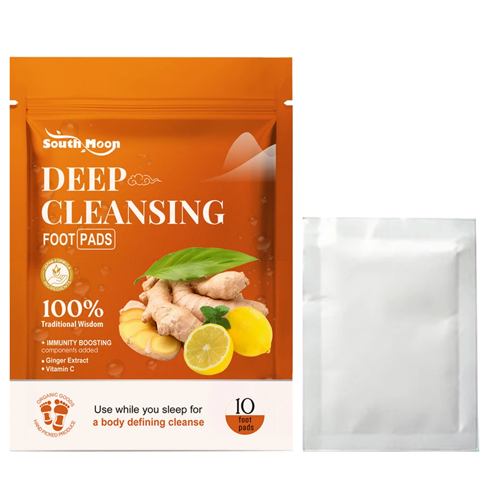 10PCS Deep Cleansing Foot Pads Relieves Natural Bamboo Vinegar Ginger Powder Foot Pads for Foot and Body Care