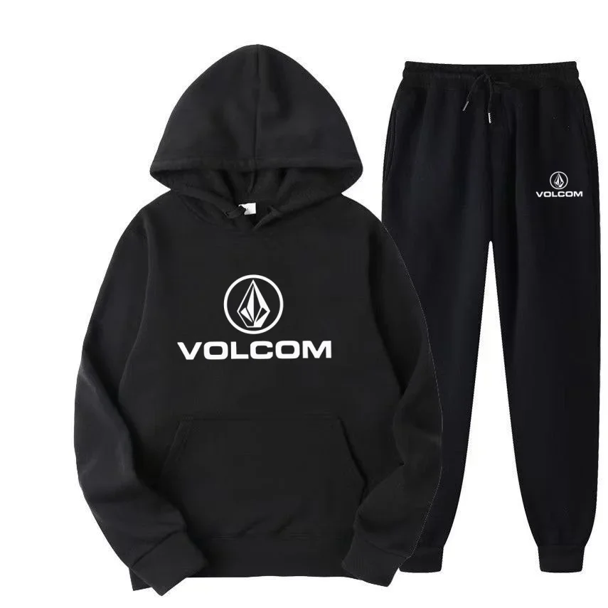 New Volcom Men's Sportswear Casual Hoodie Set European and American Trendy Fashion Men's Autumn New Hoodie+Pants 2-piece Set