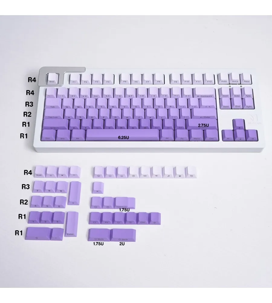 Purple gradual change positive/side engraved mechanical keyboard keycap 125 key PBT hot sublimation cherry original height