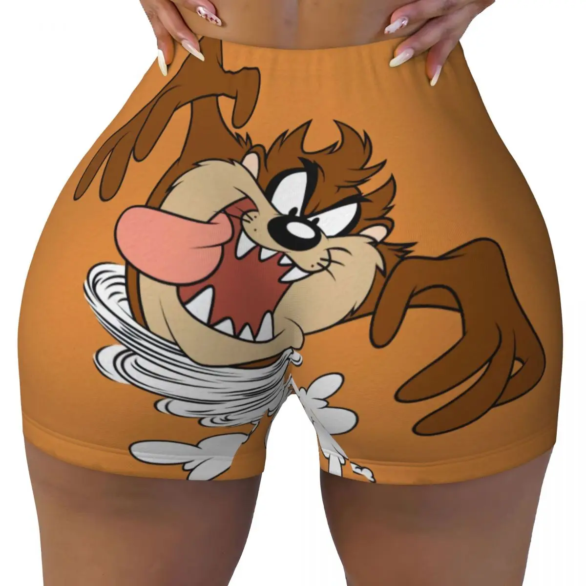 

Custom Tasmanians Devil Cartoon Biker Running Gym Shorts Women's Anime Character Athletic Workout Yoga Shorts