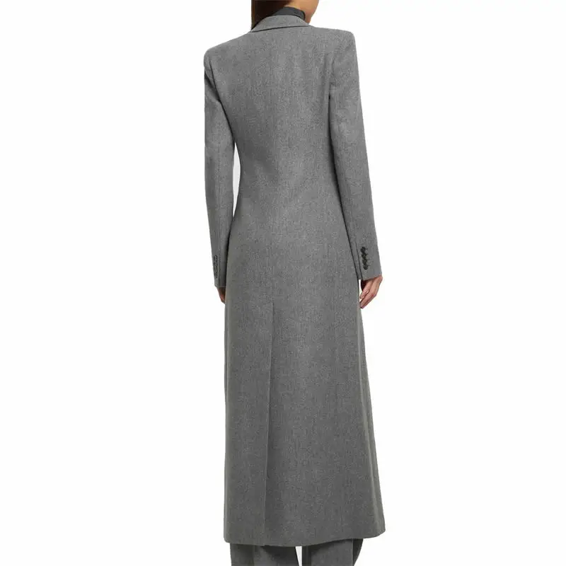 Winter Woolen Gray Coat Fashion Warm Slim Long Sleeve Trenchcoat 10278