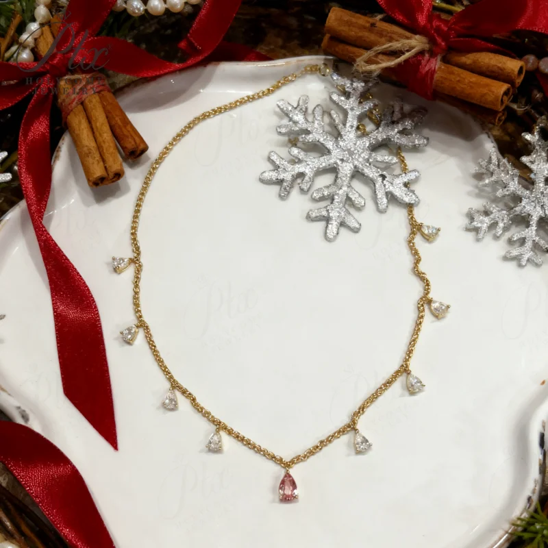 تسعة قطرة الماء قلادة مويسانيتي الأحجار الكمثرى قطع مخصص 925 فضة الترقوة سلسلة للنساء هدايا عيد الميلاد أنيقة #1