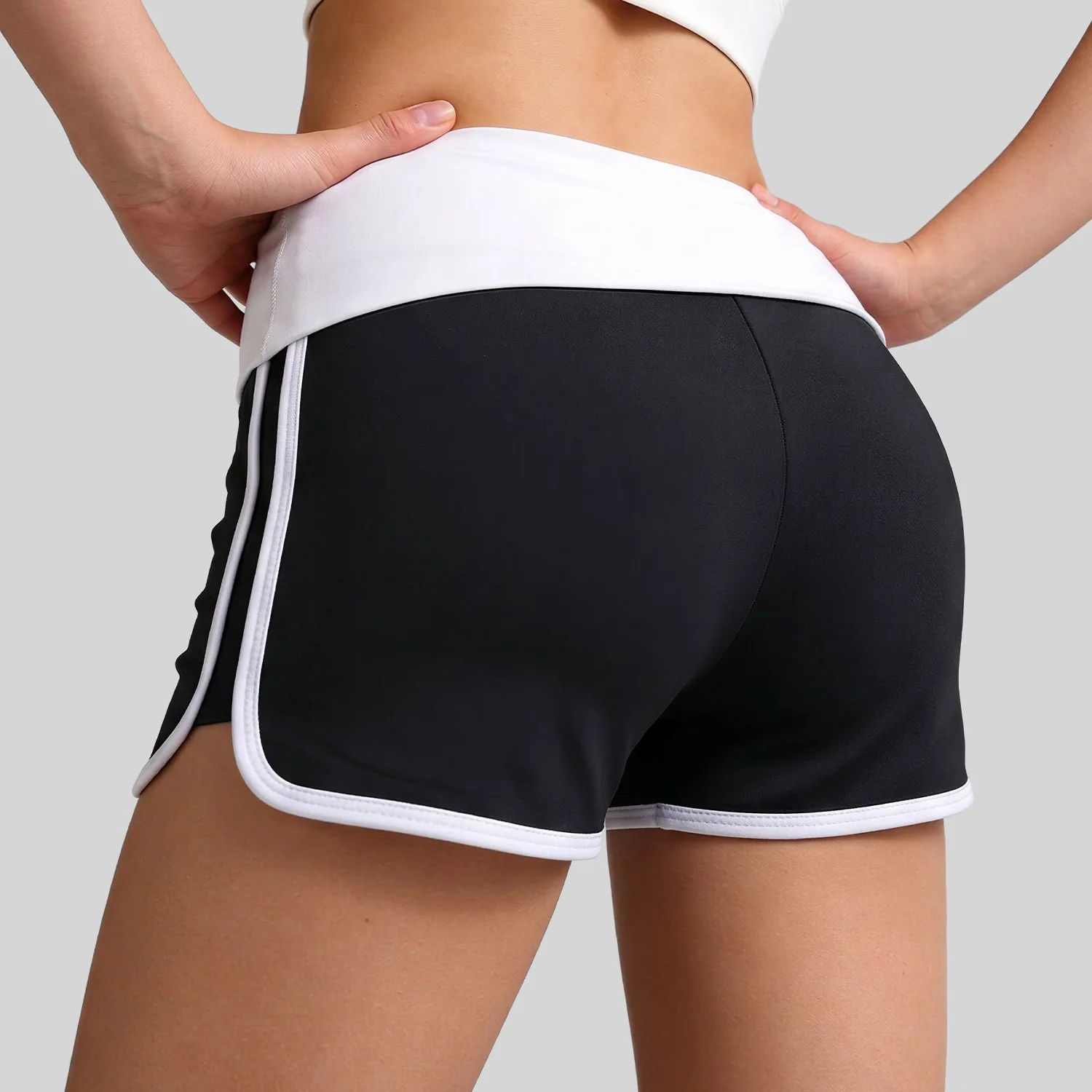 Women High Waist Butt Lift Yoga Shorts Color Block Stripe Sexy Stretch Slim Fitness Summer Sports Workout Shorts for women