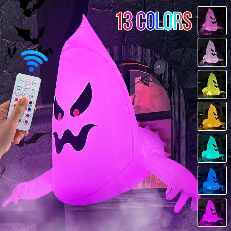 13 Color Halloween Inflatable Ghost Horror Window Ghost Foldable Glowing Balloon Outdoor Courtyard Garden Decoration Fun Party