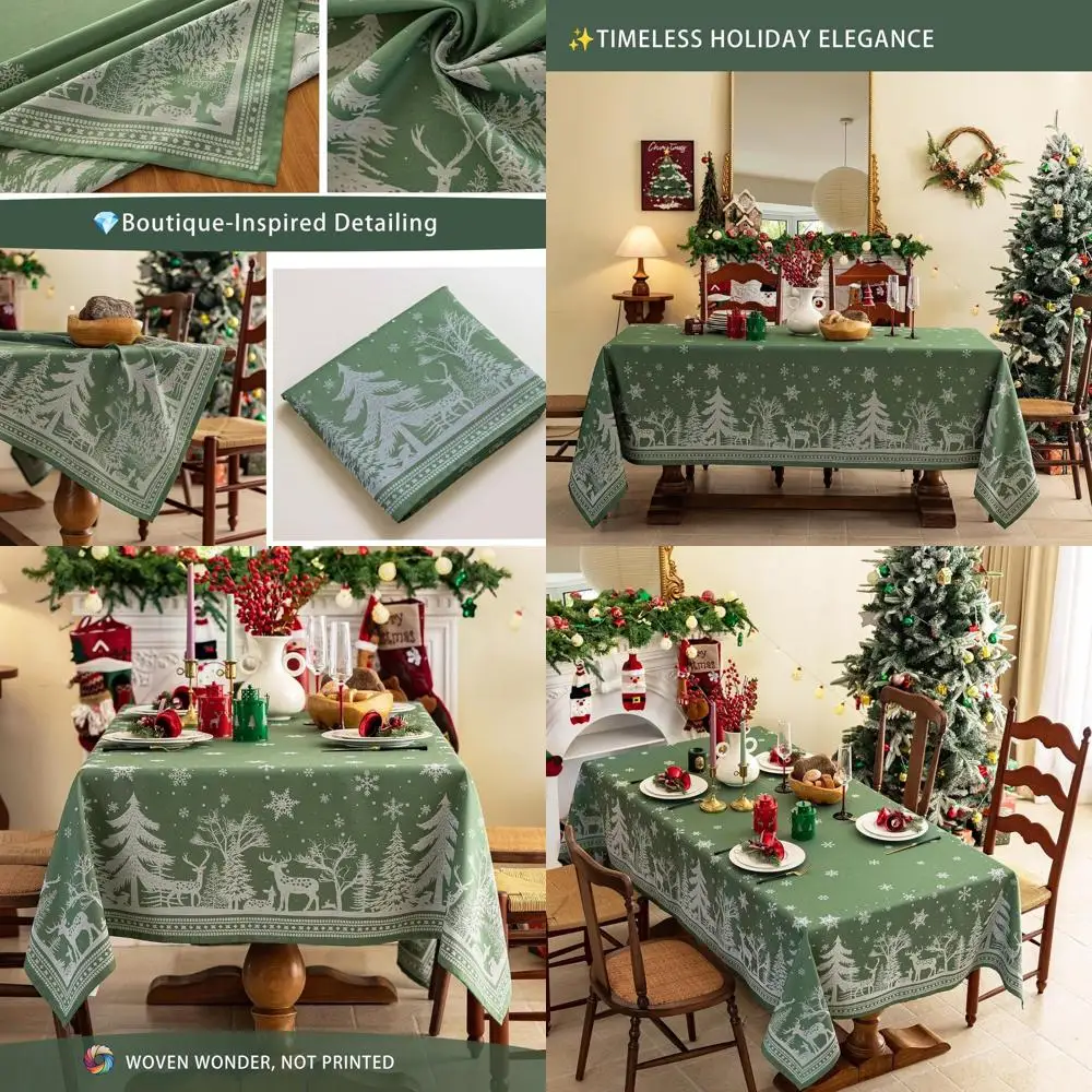 

Holiday Snowflake Reindeer Jacquard Tablecloth - 60 x 142 Winter Christmas Decor