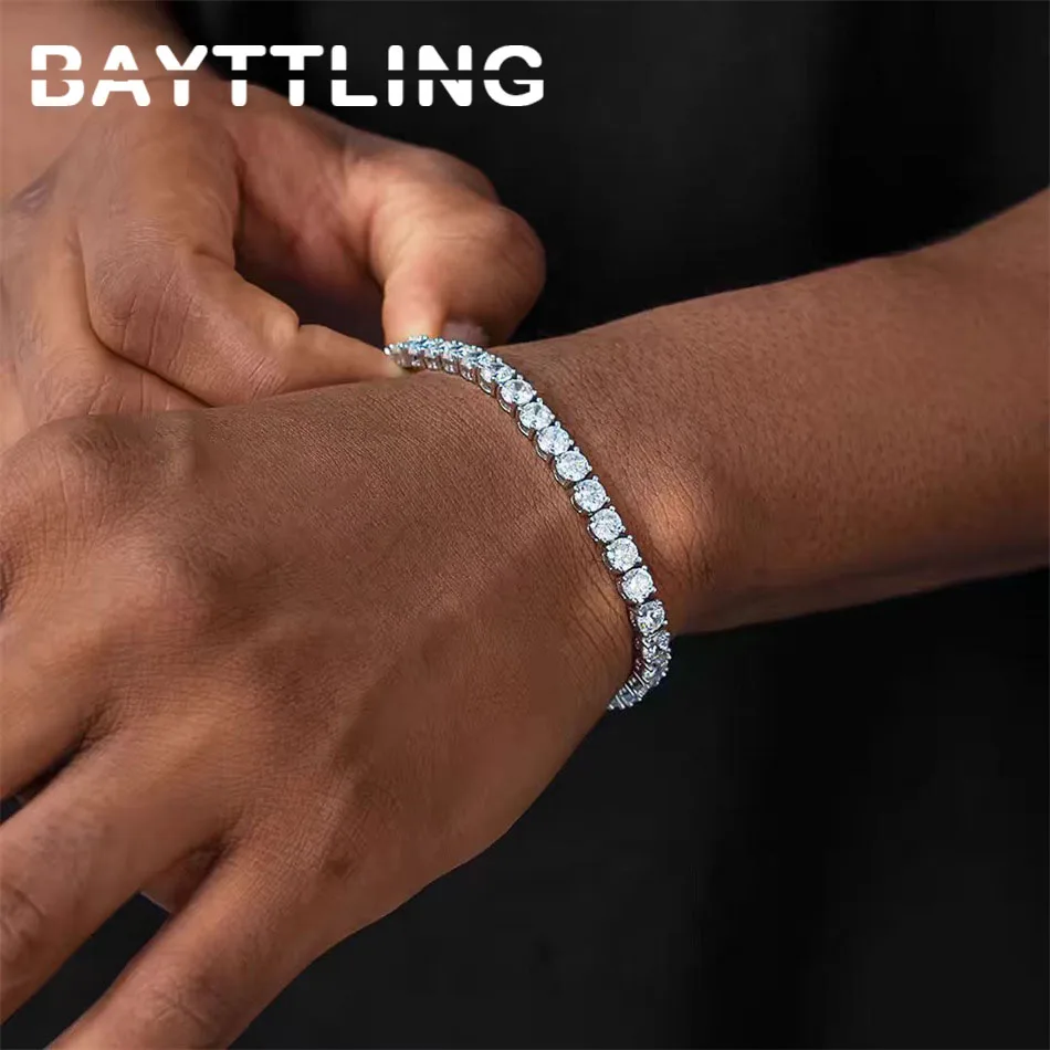 

Punk 925 Silver 8 Inches Exquisite AAA Zircon Bracelet Fashion Women Men Charm Wedding Party Gift Jewelry