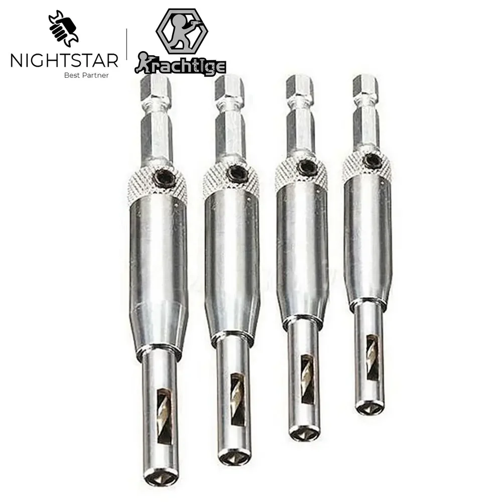 4Pcs HSS Self Centering Hinge Drill Bits Set Door Cabinet Woodworking Tools Punch 5/64 7/64 9/64 11/64