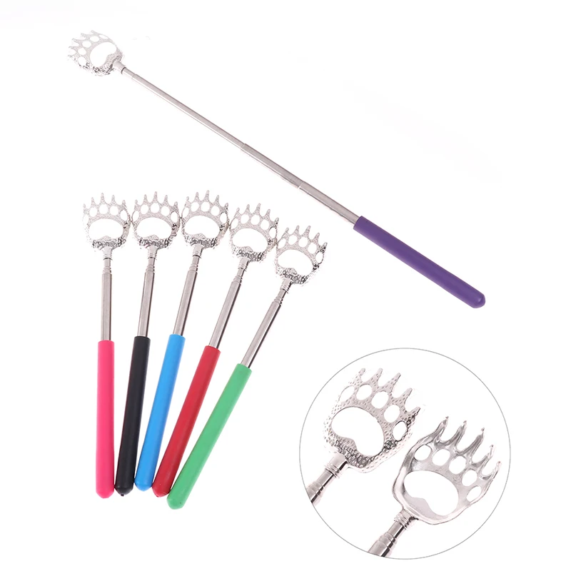 Punho retrátil portátil para idosos, massageador de 5 dentes, coçador traseiro, apaziguador de coceira, 1 PC