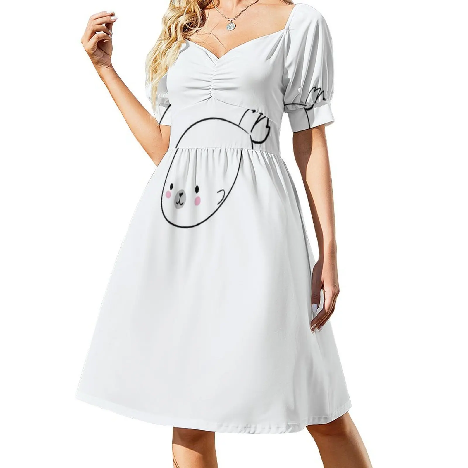 لطيف الطفل ختم خمر البوهيمي اللباس نفخة الأكمام أو أكمام خيارات للنساء اللباس لطيف ختم الطفل ختم الكرتون ختم الأختام #2