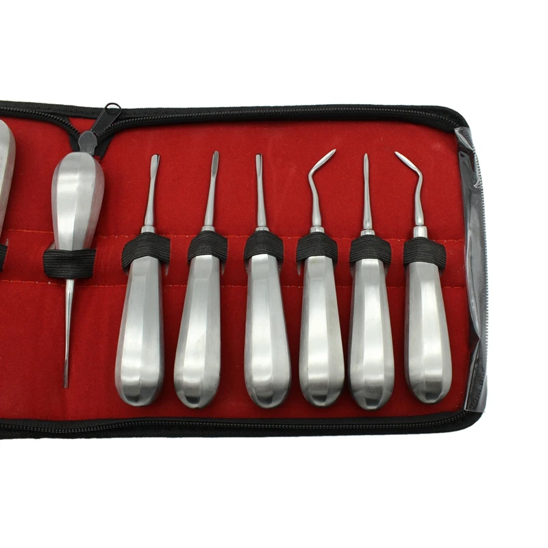 Autoclave 13pcs Dental Elevator Set Teeth Extraction Tooth Extracting Forceps Stainless Steel Curved Root Lift  Tools