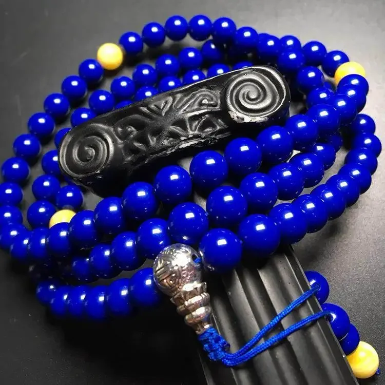 Natural Afghanistan Raw Ore 7A Lapis Lazuli 108 Bracelet Emperor Lapis Lazuli Beads Bracelet Collection Grade Natal Year Gift