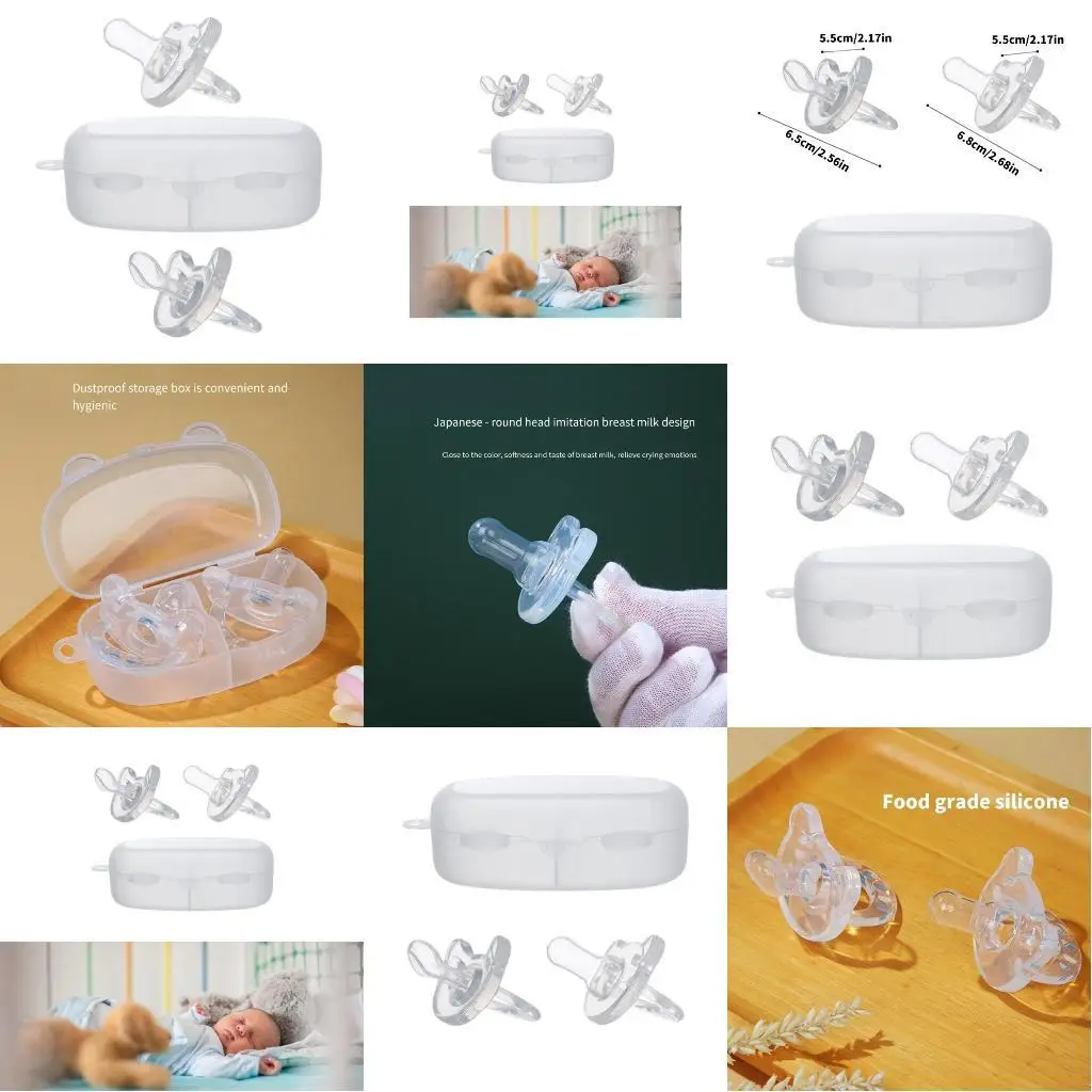 

Силиконовая детская пустышка, прозрачная цветная соска, эргономичная жевательная игрушка с коробкой для переноски для малышей,