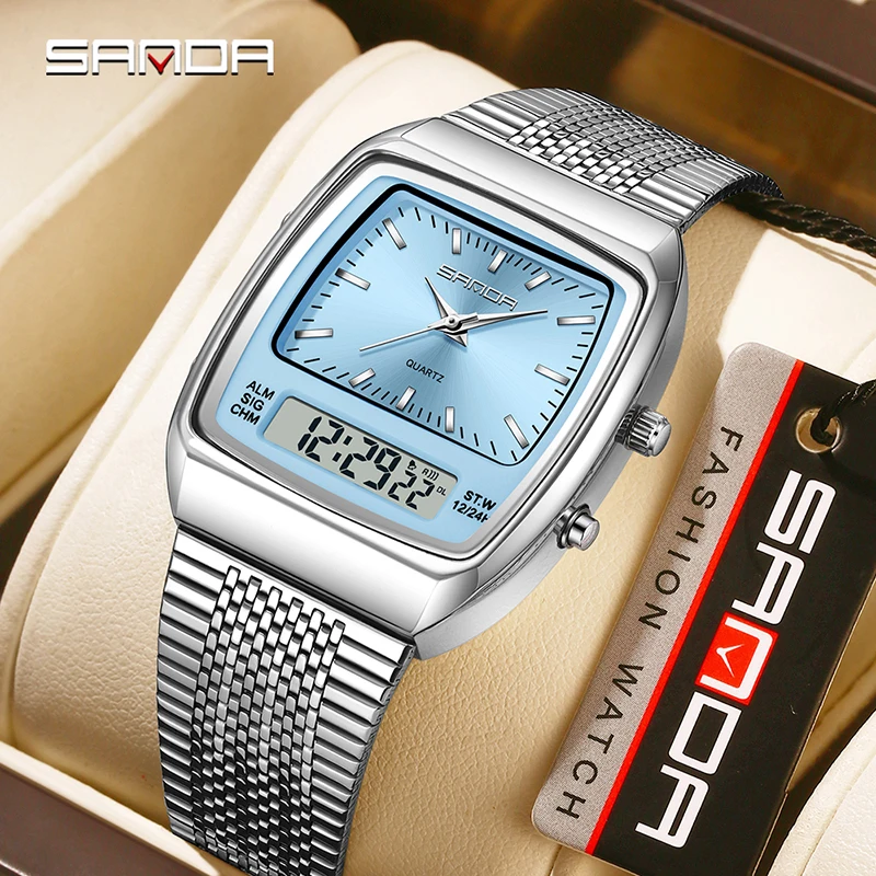 SANDA 3393 Men's Electronic Quartz Watch Fashion Multifunction
