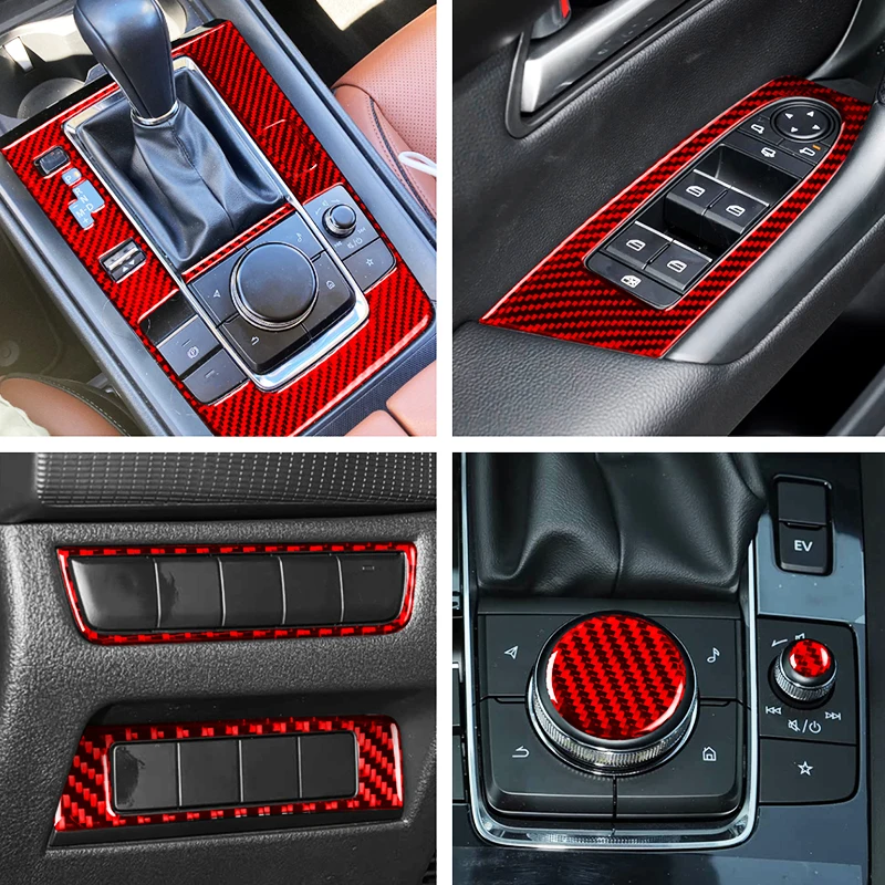LHD! For Mazda CX-50 CX50 2023-2026 Carbon Fiber Interior Gear Shift Box Headlight Power Window Lift Switches Cover Trim Kit