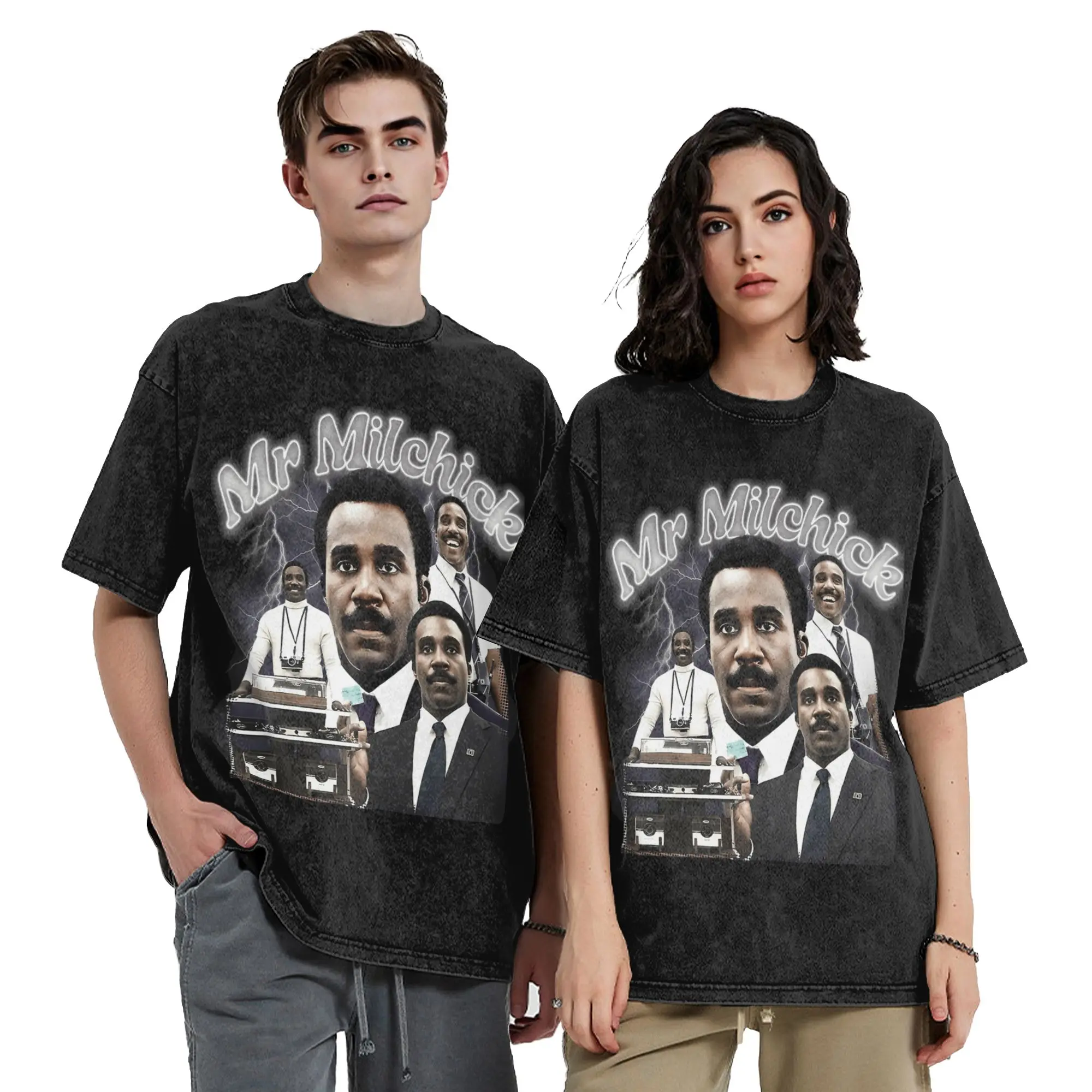 Washed T Shirts Mr. Milchick Inspired Enigmatic Office Severance Hip Hop Retro T-Shirts High Street Streetwear Tees Men Women