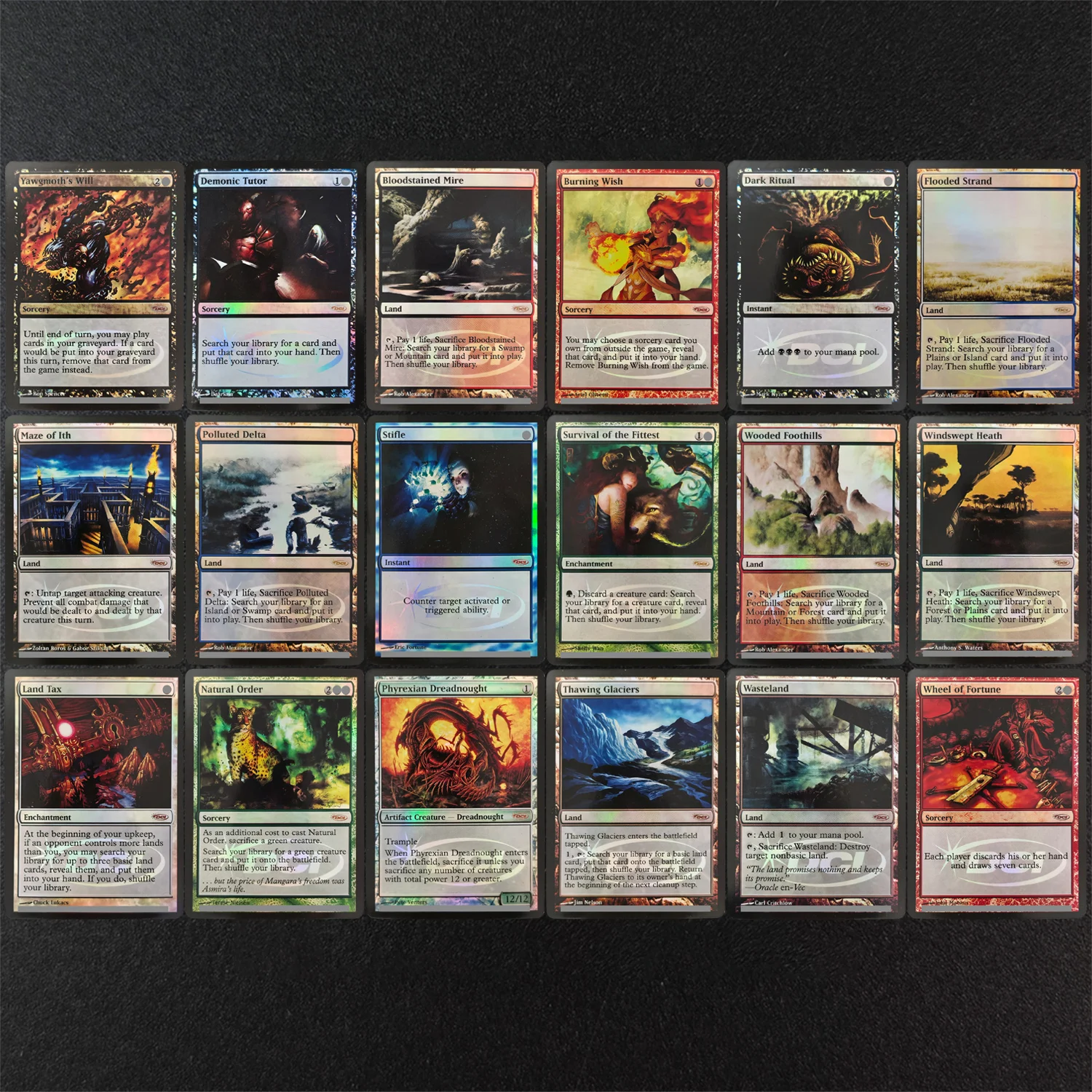 JDG TCG Proxy Magical Card Wheel of Fortune Yawgmoth Will Phyrexian Dreadnought Demonic Tutor Polluted Delta Bloodstained Mire