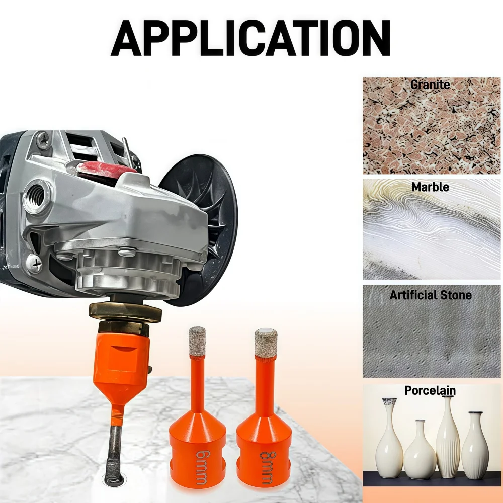 6/8/10/12mm 1 pz-4 pz Punta da trapano diamantata Piastrelle in gres porcellanato a secco Punta per nucleo in marmo Granito Marmo Foro Sega M14 Filettatura Foratura Corone