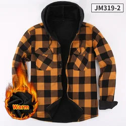 Men's long-sleeved shirt hooded plaid non-ironing casual comfort soft trend high quality autumn and winter top street clothes