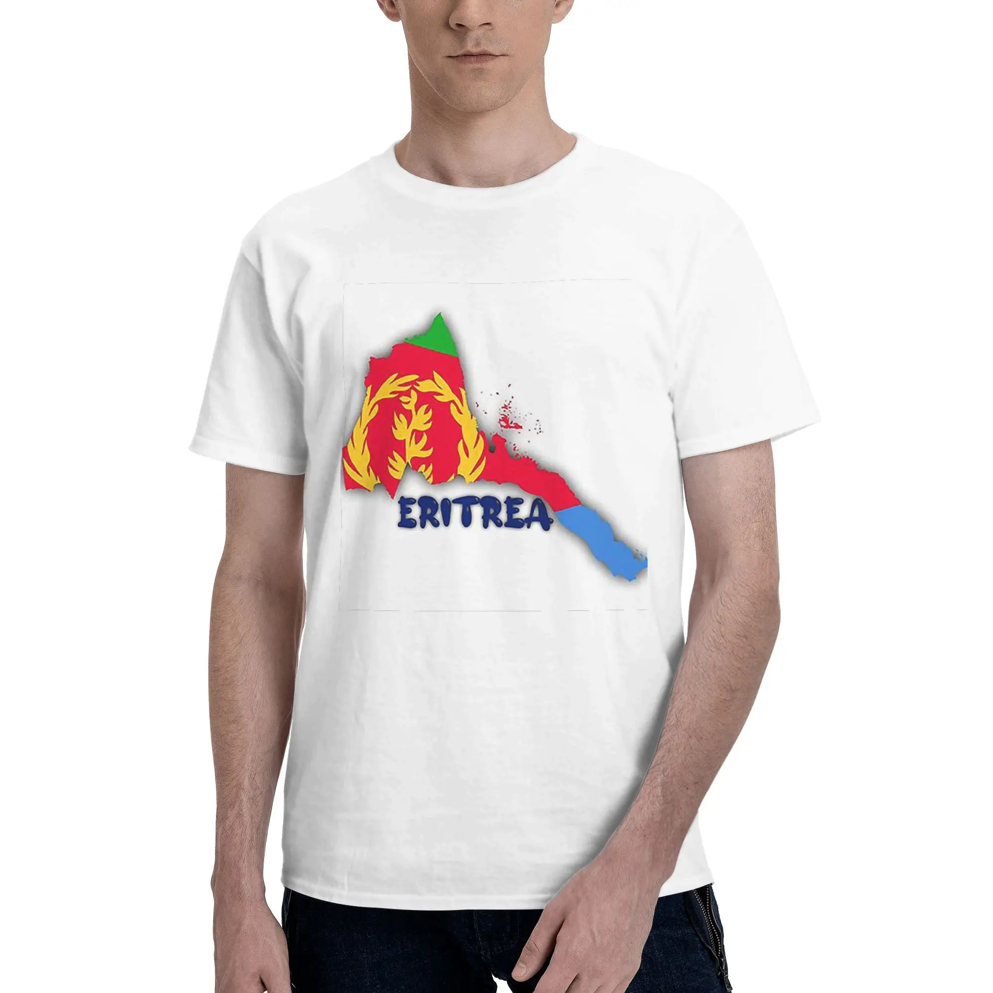 

Футболка из 100% хлопка с флагом Эритреи, мужские забавные футболки, мужские футболки с круглым вырезом и коротким рукавом, S-6XL