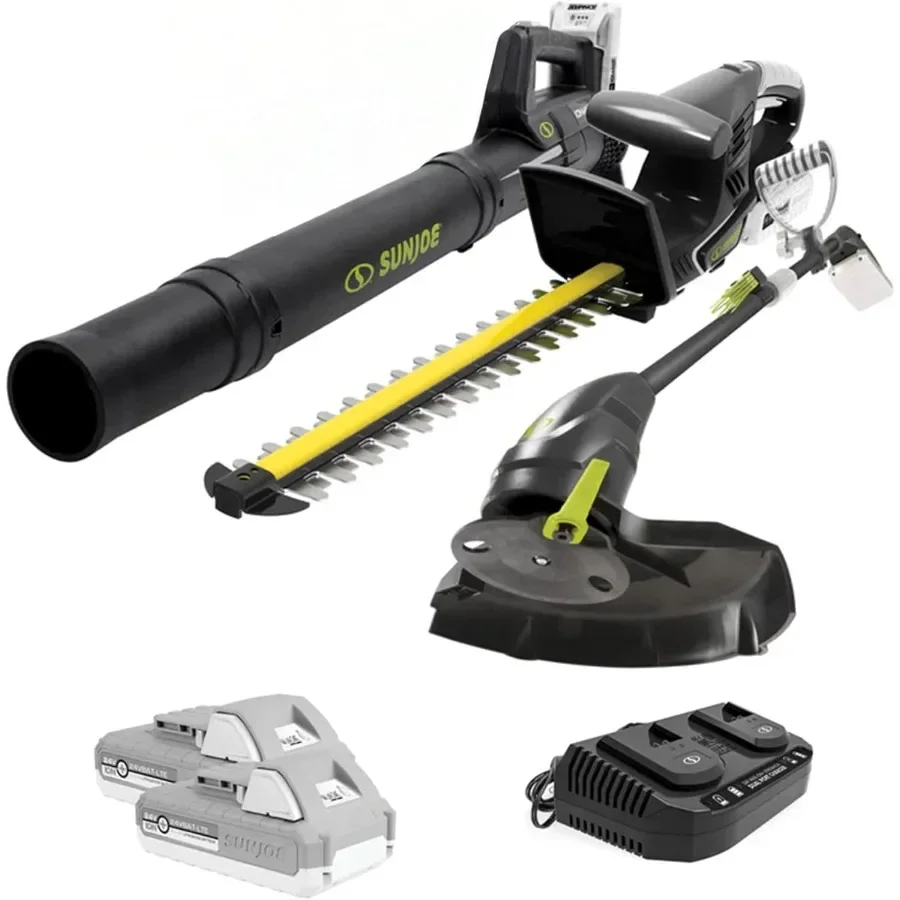 

24 В IONMAX Аккумуляторный вентилятор для листьев, триммер для травы и живой изгороди, комбинированный набор электроинструментов для сада с аккумуляторами и зарядным устройством 24VGT4MA