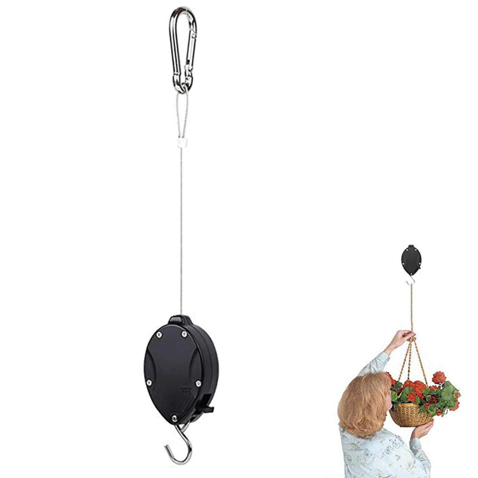 Plant Pulleys For Hanging Plants Adjustable Height Easy Reach Stainless Steel Plant Hanger Hooks Hanging Basin Plant Pots For