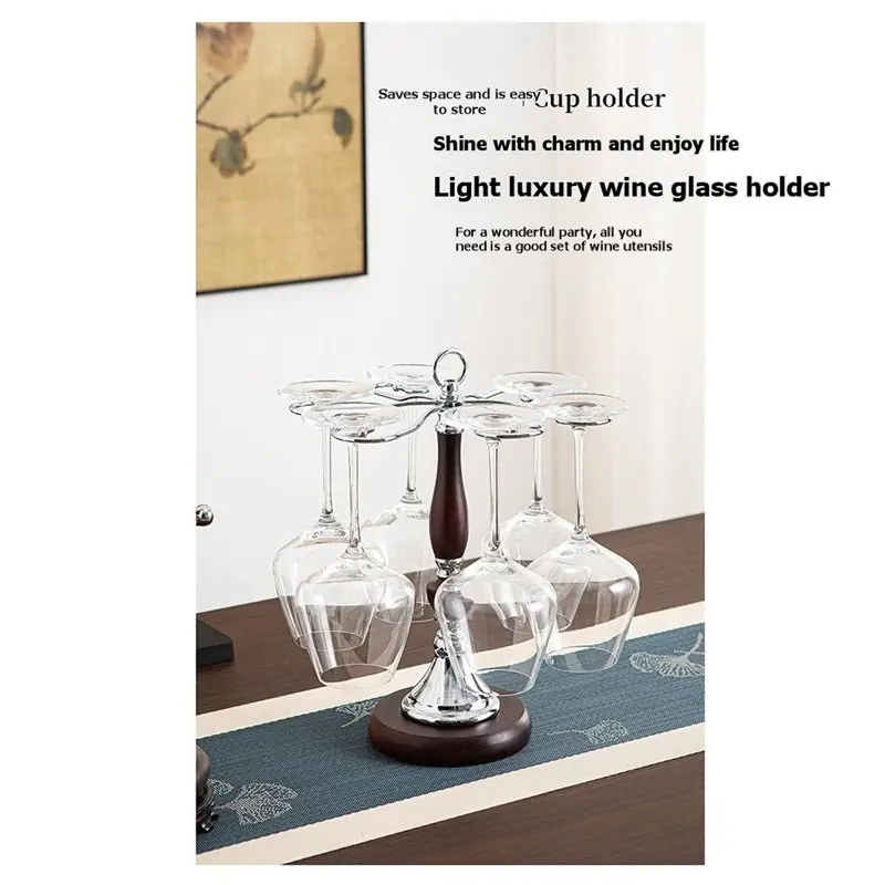 【THANKSGIVING DAY】Stemware Rack With 6 Hooks, Freestanding Wine Glass Rack,Countertop Metal Organizer For Home Kitchen Bar,Table