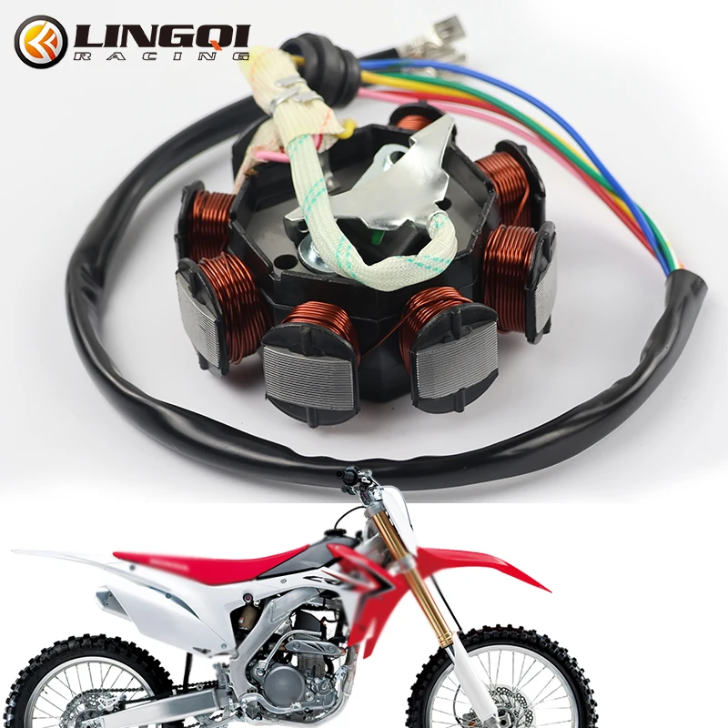 LINGQI RACING Motorcycle Generator Magneto Stator Coil 8 Poles 5 Wires For Motobike Modification150cc 250cc Motocross ATV