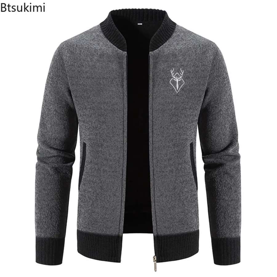 New Autumn Winter Men's Knitted Sweater Jackets Fashion Korean Baseball Collar Casual Cardigans Streetwear Y2K Men Sweater Coats