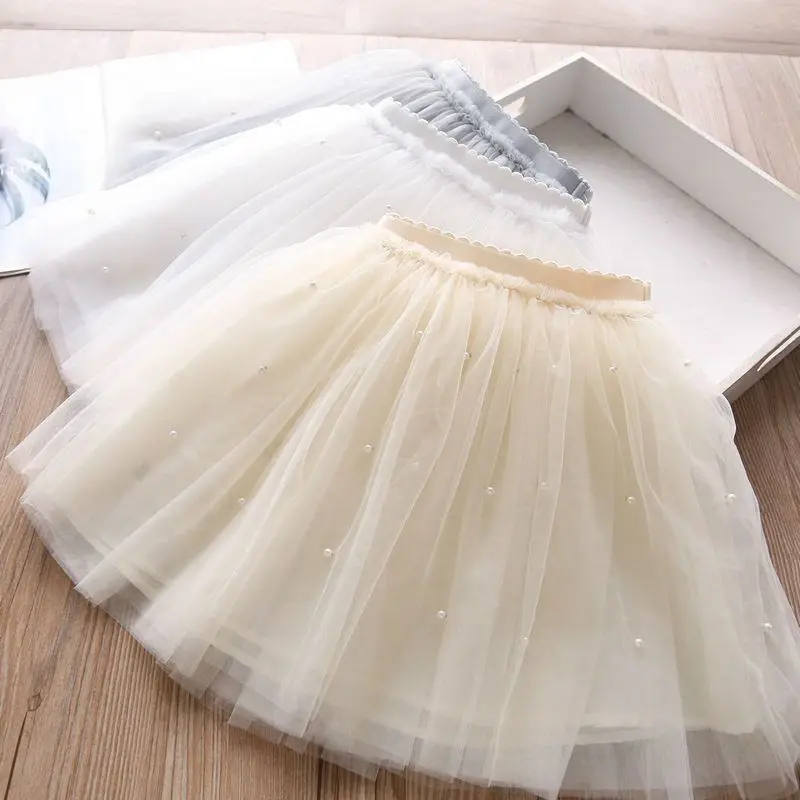 DE PEACH 2024 Summer Baby Girls Fluffy Tulle Skirt Toddler Kids Lace Tutu Skirts For Girl Princess Party Dance Clothes