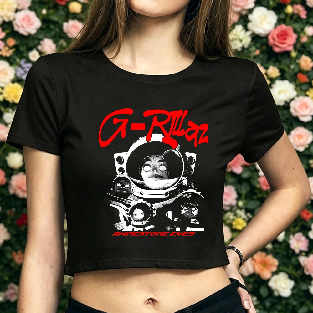 Gorillaz cropped top teen kawaii clearance sales party summer top tees vintage japan gyaru summer
