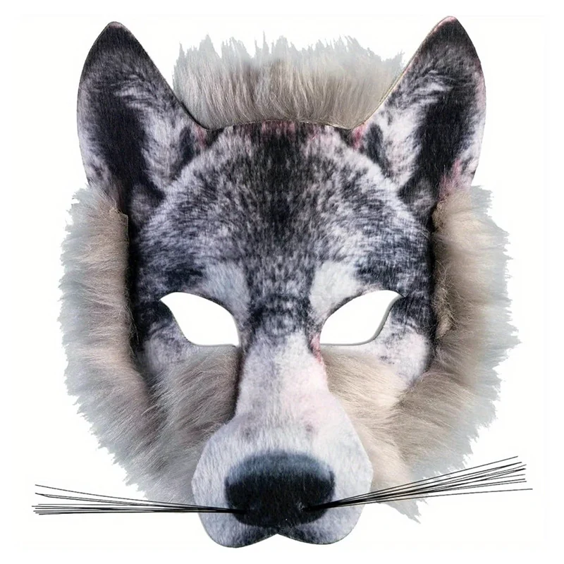

1 Piece Animal Wolf Mask For Everyone, Universal For Halloween Party Gathering Unisex Animal Face Mask, Wolf, One Size-Y46A