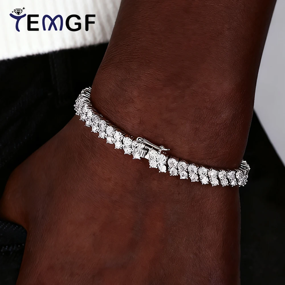 

TEMGF Full 2.5mm 3mm Moissanite Bracelet for Women Men S925 Silver Chain Wedding Party Luxury Shiny Jewelry Tested Certified