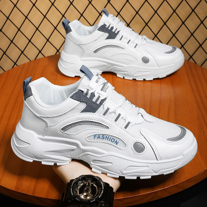 Breathable Mesh Upgraded Dad Shoes Men's Running Sports Sneakers Thick Bottom Casual All-Match Lightweight Rubber Outsole