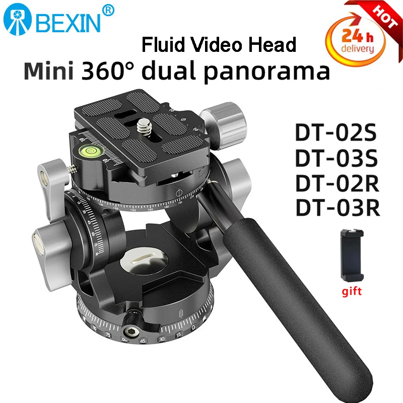 

BEXIN DT-03S Lightweight Fluid Video Head 360° Swivel with Handle Quick Release Plate For Tripod Monopod Camera Holder Stand