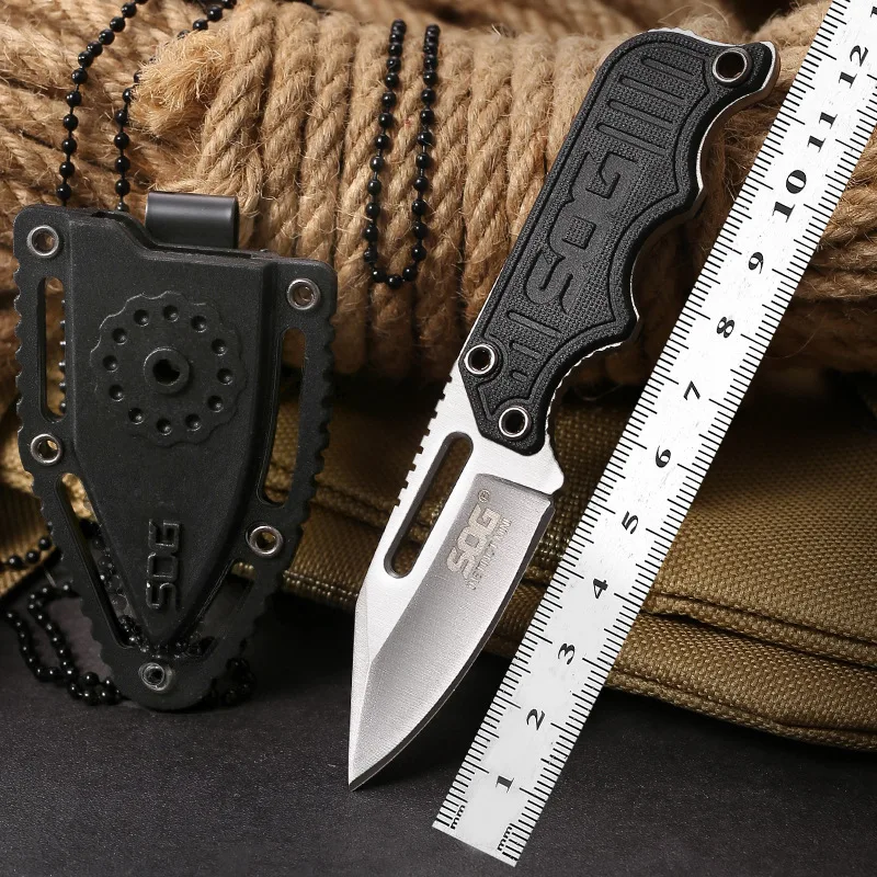 

Mini straight knife SOG necklace knife, portable sharp fruit knife, exquisite hanging knife for home use