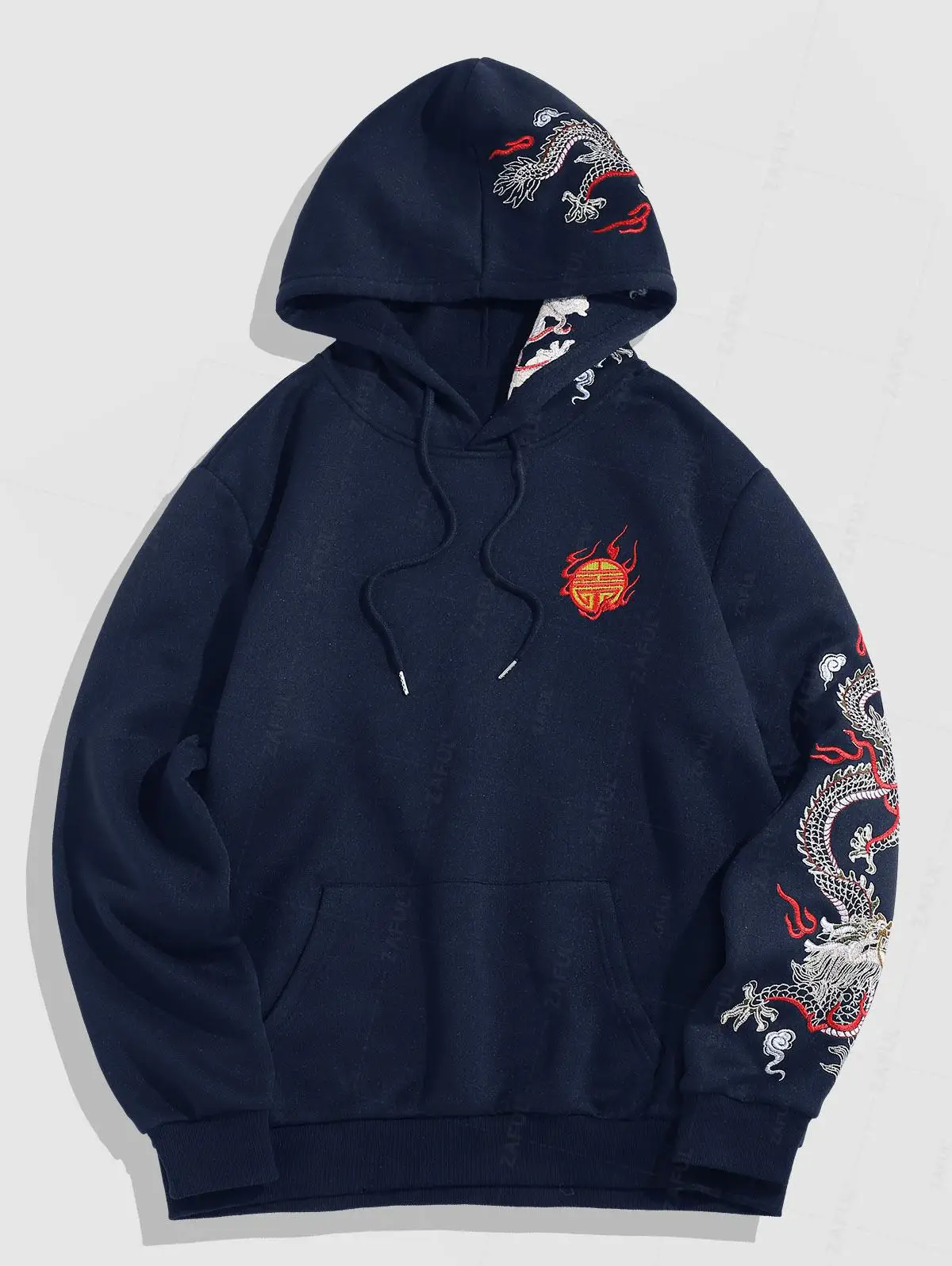 ZAFUL Dragon Embroidery Chinoiserie Y2K Aesthetic Hoodie