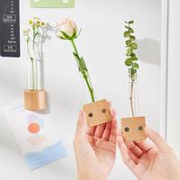 Plant Container Tube Test Tube Flower Holder Elegant Hydroponic Test Tube Vase with Wooden Base for Home Office Decor for Plants