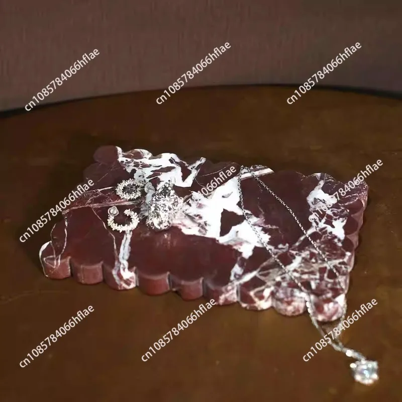 Light luxury Advanced Creativity Purple Red Natural Marble Tray Living Room Desktop Decoration ornaments Jewelry Storage Tray 5