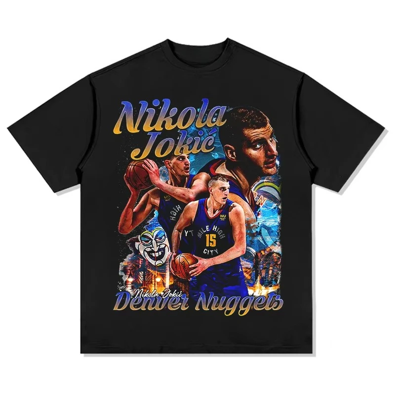 

2025 Summer New Nikola Jokic T-shirt Crew Neck Cotton T-shirt Men's and Women's Basketball Fans Short-sleeved Top Ins T-shirt