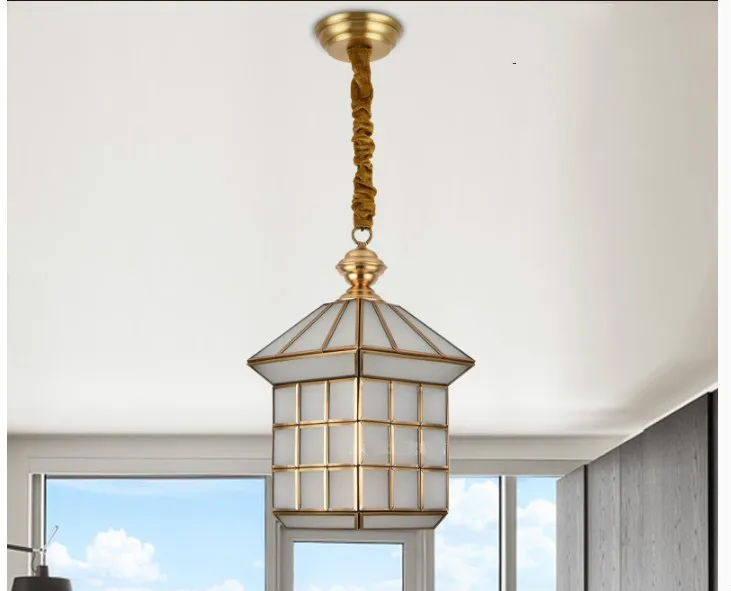 Free Shipping Bronze Pendant Lamp Antique Brass Hanging E27 Indoor Vintage Copper Glass Hanging Lamp AC110V/220V 100% Guaranteed