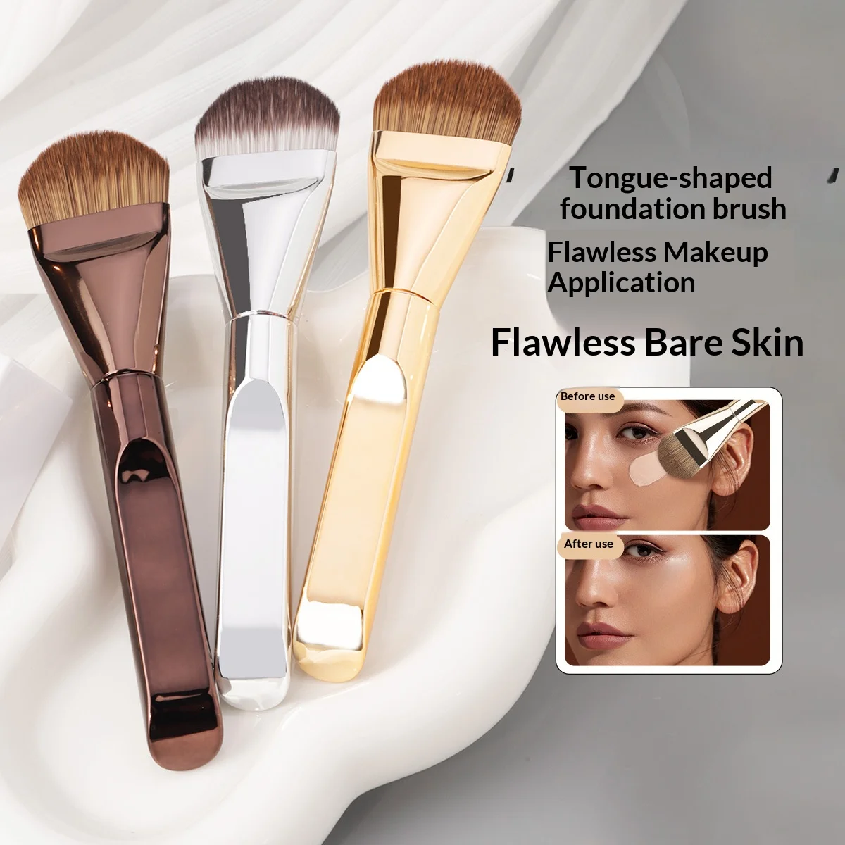 Ultra Thin Foundation Brush Synthetic Bristles Precision Application for Liquid Cream Streak-free All Skin Types