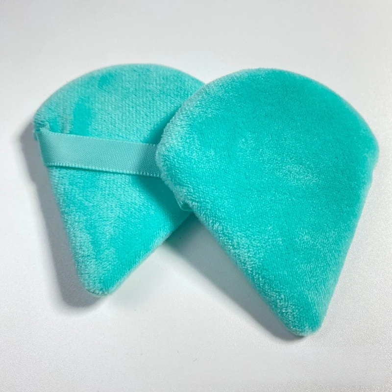 Esponja flocada de cristal Triangular, terciopelo corto, cojín de aire de maquillaje, Puff Triangular para polvo