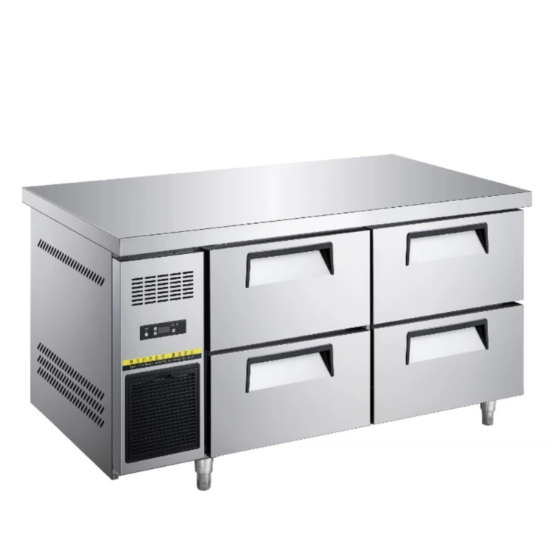 

Commercial Size Kitchen Four Drawers Equipment Stainless Steel 250l 350l Prep Table Fridge Pizza Counter Chiller