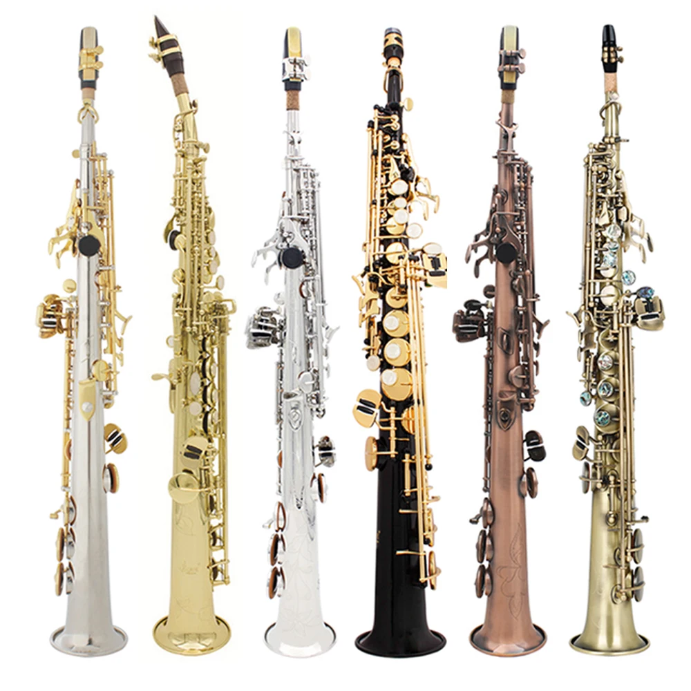 SLADE Brass Body Soprano Saxophone Bb Straight Sax Professional Woowind Instrument Saxfone with Case Reeds Parts & Accessories