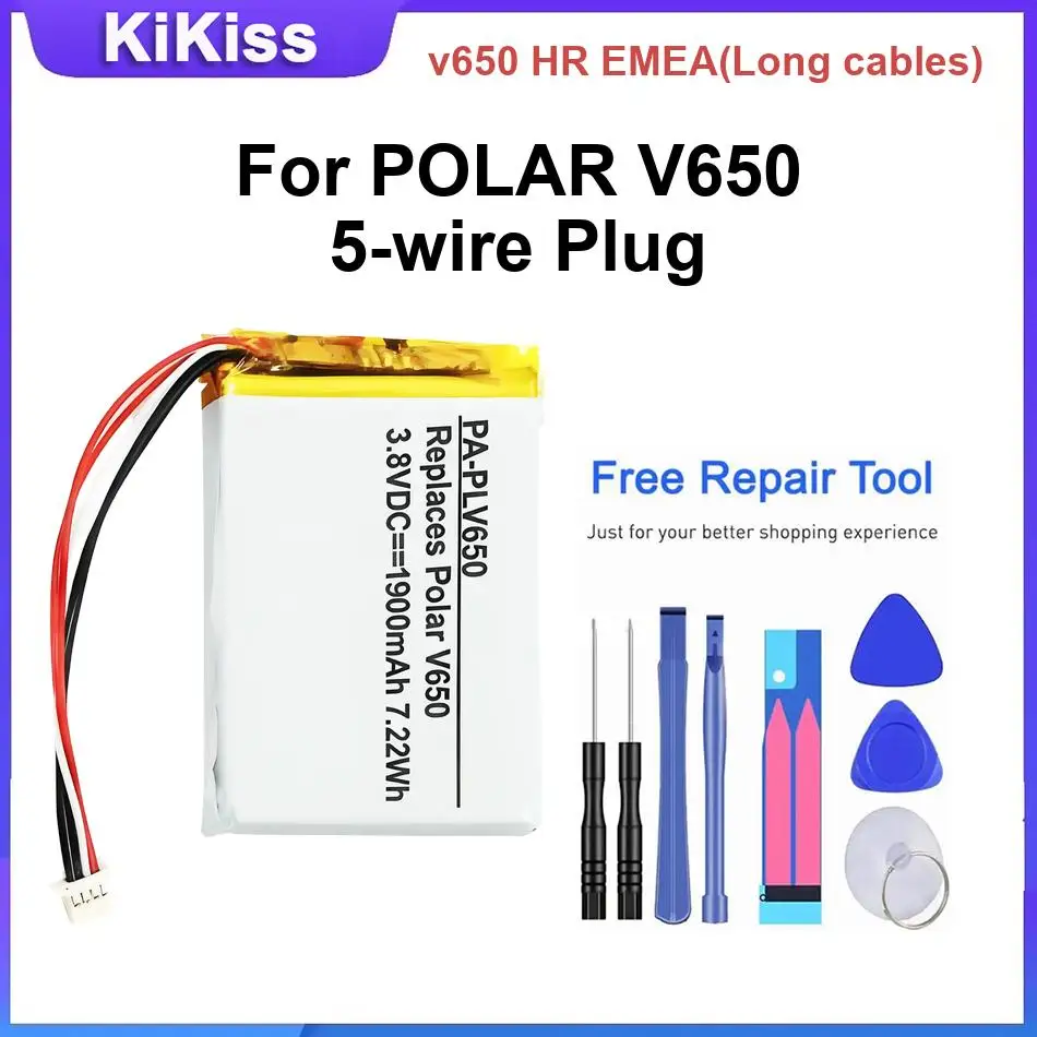 High-Performance Batteries v650 HR EMEA(Long cables) For POLAR Watch V650 5-wire