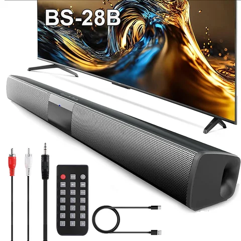 Poderosa barra de som de tv com fio e sem fio bluetooth alto-falante estéreo sistema de som de cinema em casa com rádio fm barra de som do centro de música